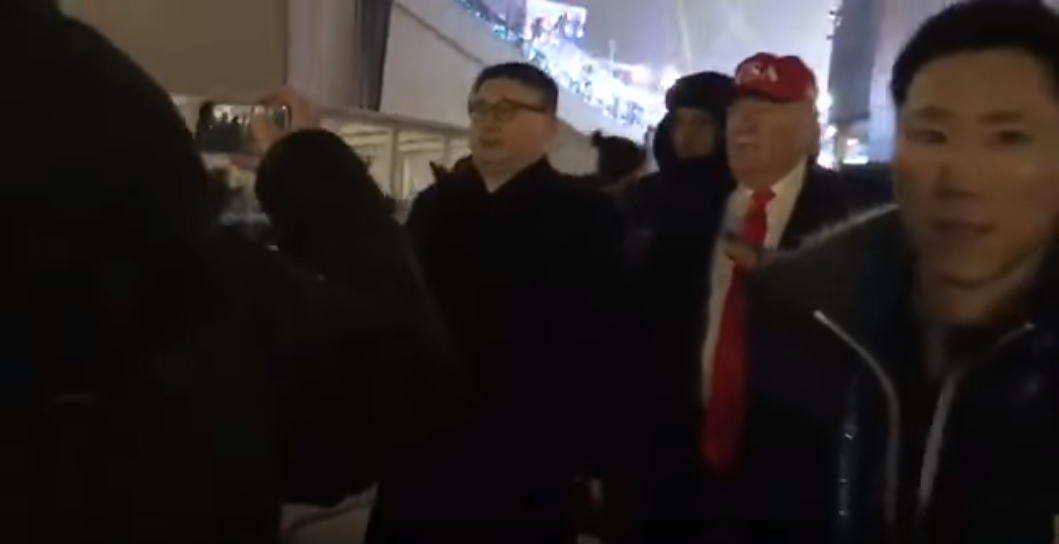 Двойники Трампа и Ким Чен Ына на олимпиаде 2018